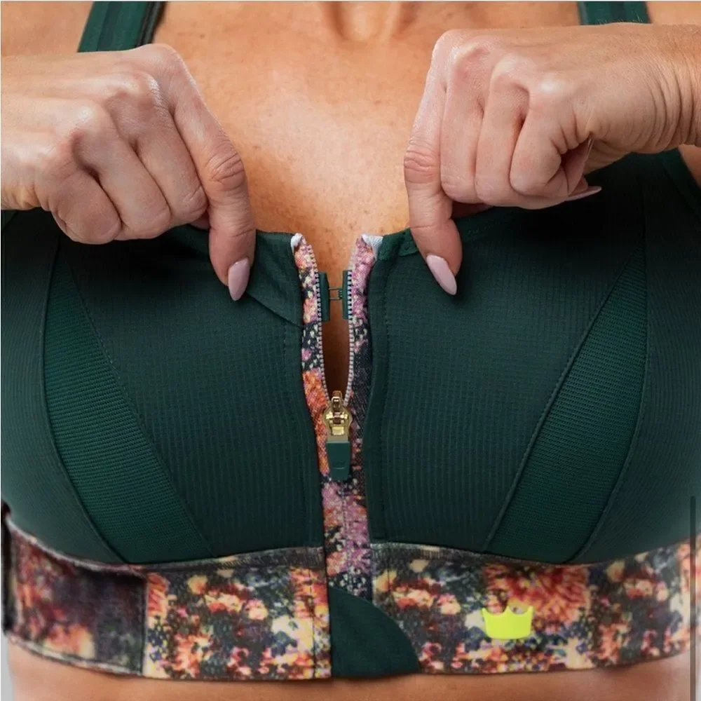 Shefit Ultimate High Impact Sports Bra Green Conquer Print XS